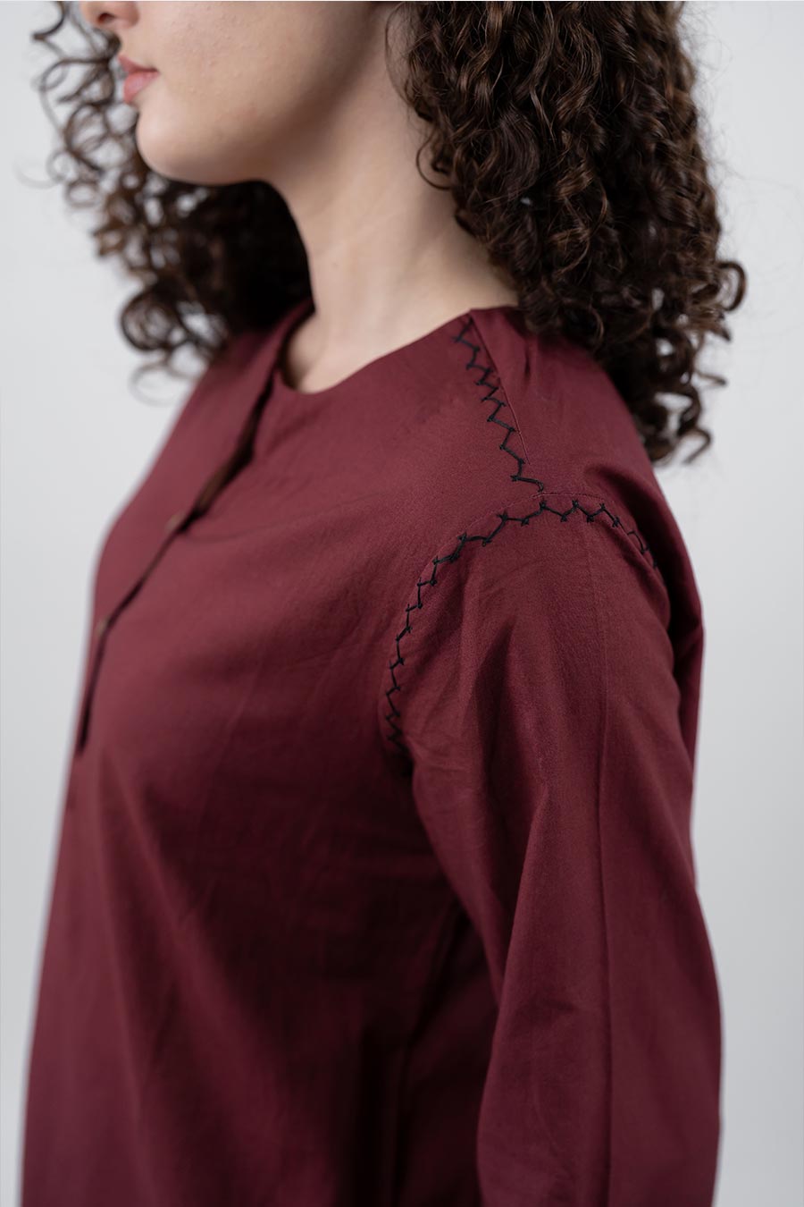 Rise Maroon Cotton Co-Ord Set