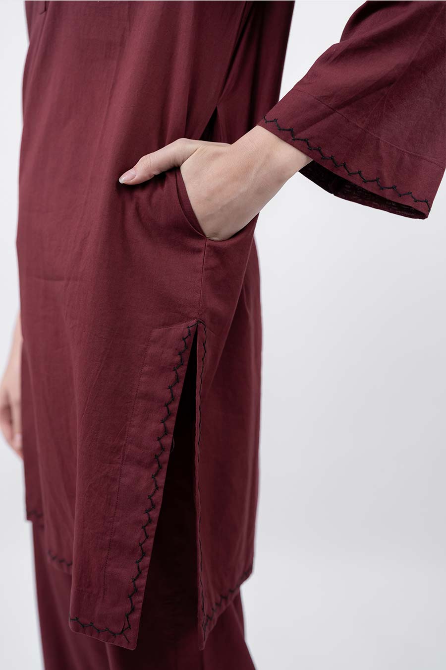 Rise Maroon Cotton Co-Ord Set