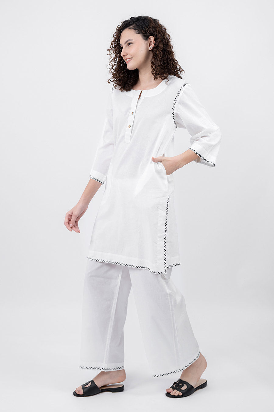 Rise White Cotton Co-Ord Set