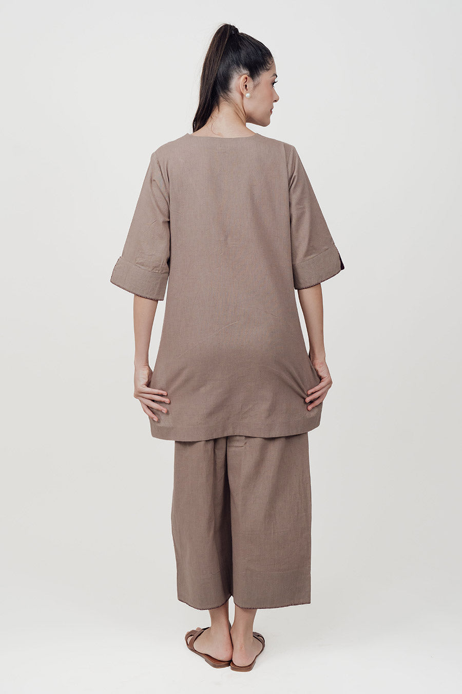 Ziya Beige Cotton Linen Co-Ord Set