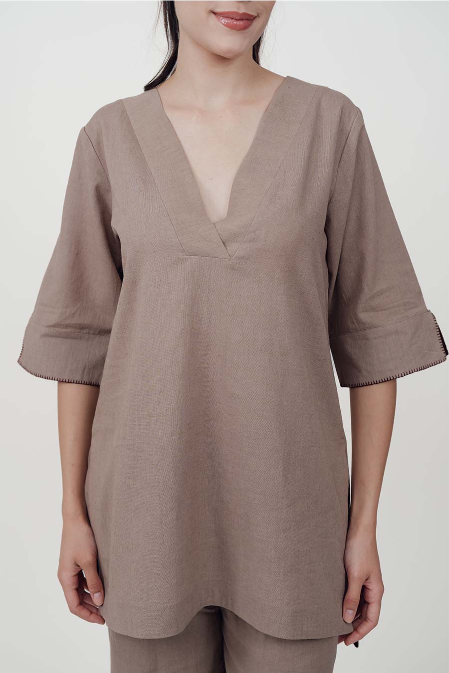 Ziya Beige Cotton Linen Co-Ord Set