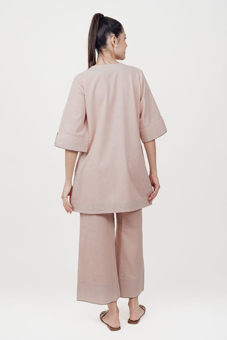 Ziya Champagne Cotton Linen Co-Ord Set