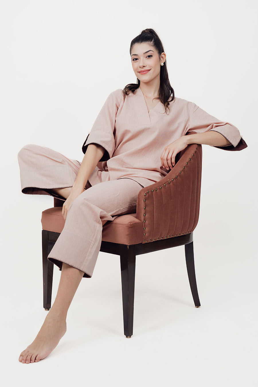Ziya Champagne Cotton Linen Co-Ord Set