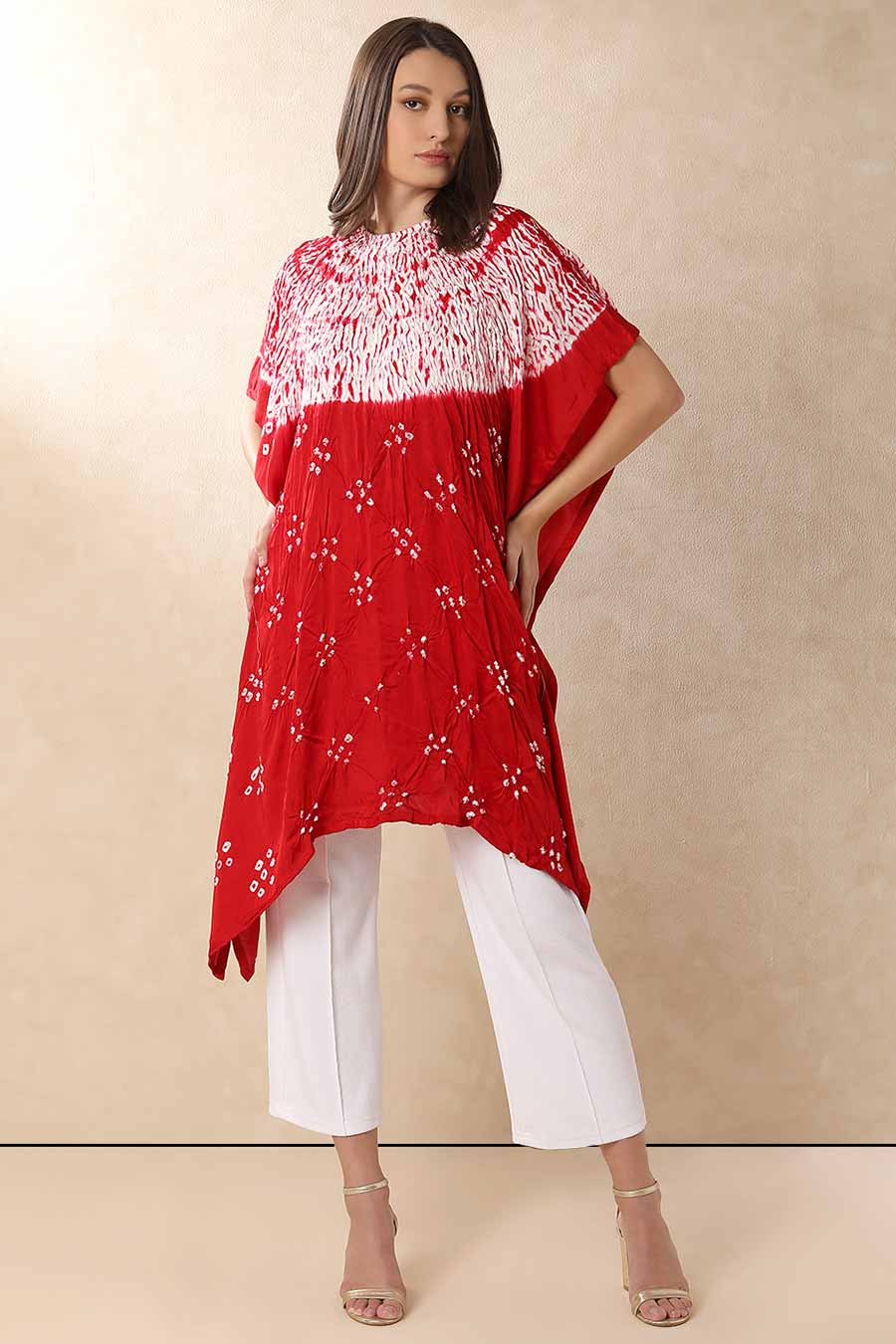 Crimson Red Shibori Adaa Kaftan