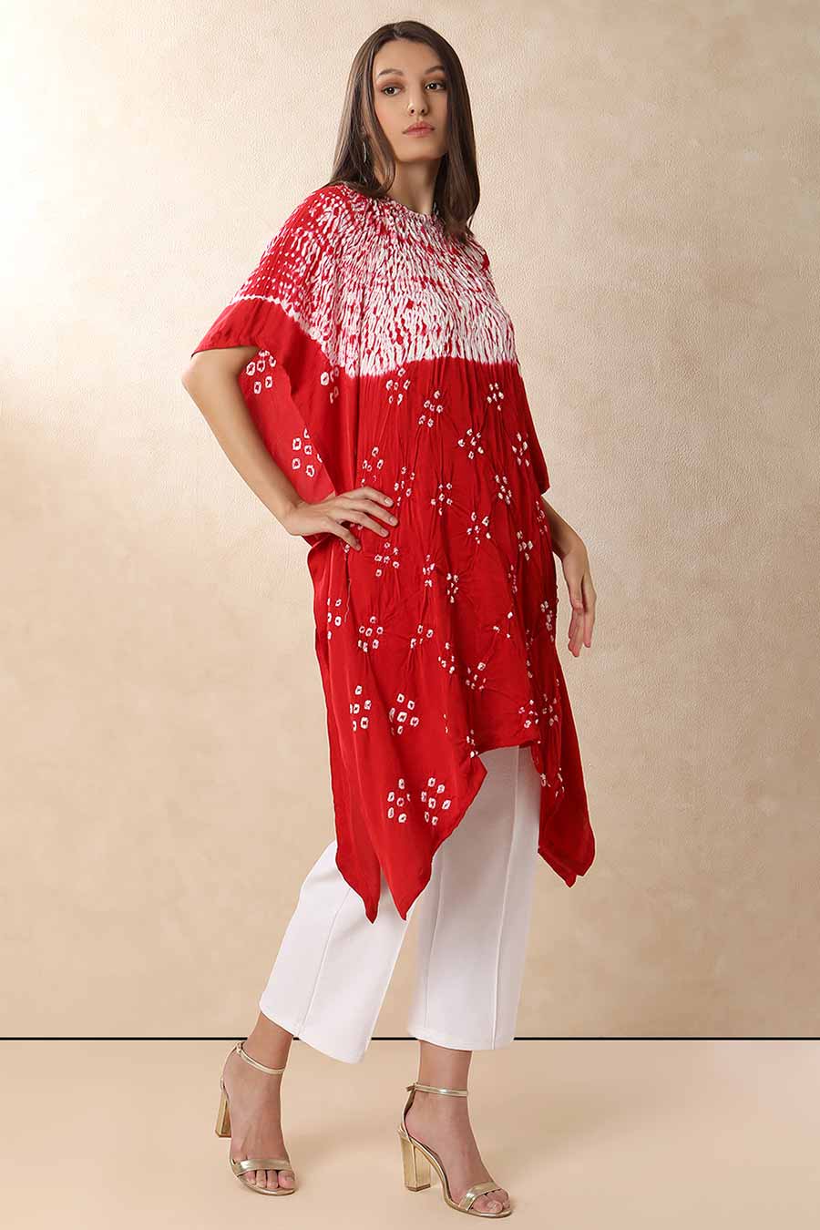 Crimson Red Shibori Adaa Kaftan