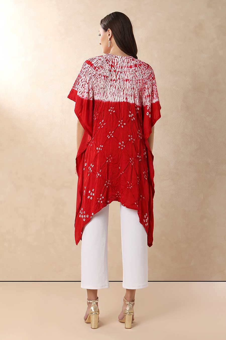 Crimson Red Shibori Adaa Kaftan