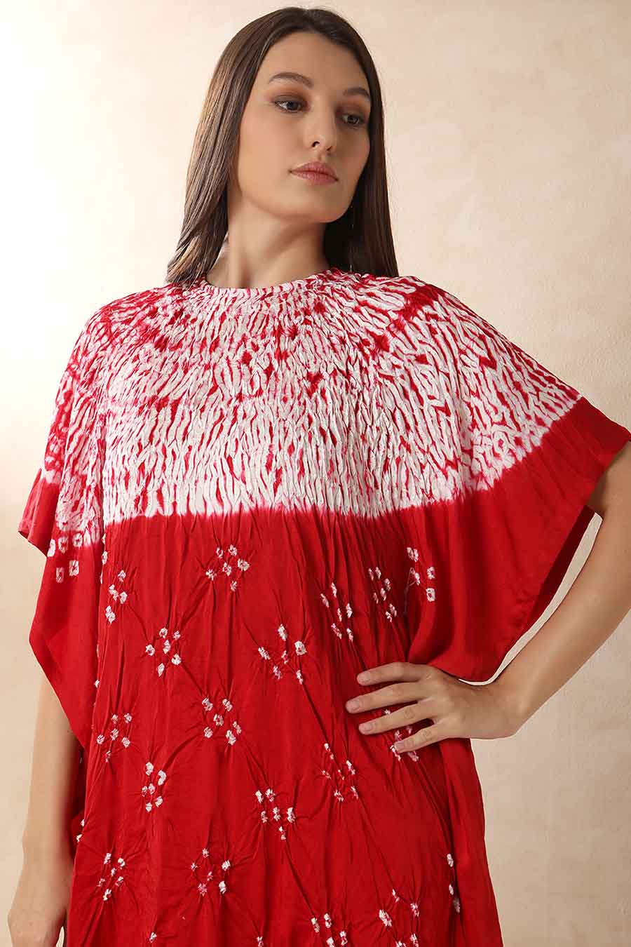 Crimson Red Shibori Adaa Kaftan