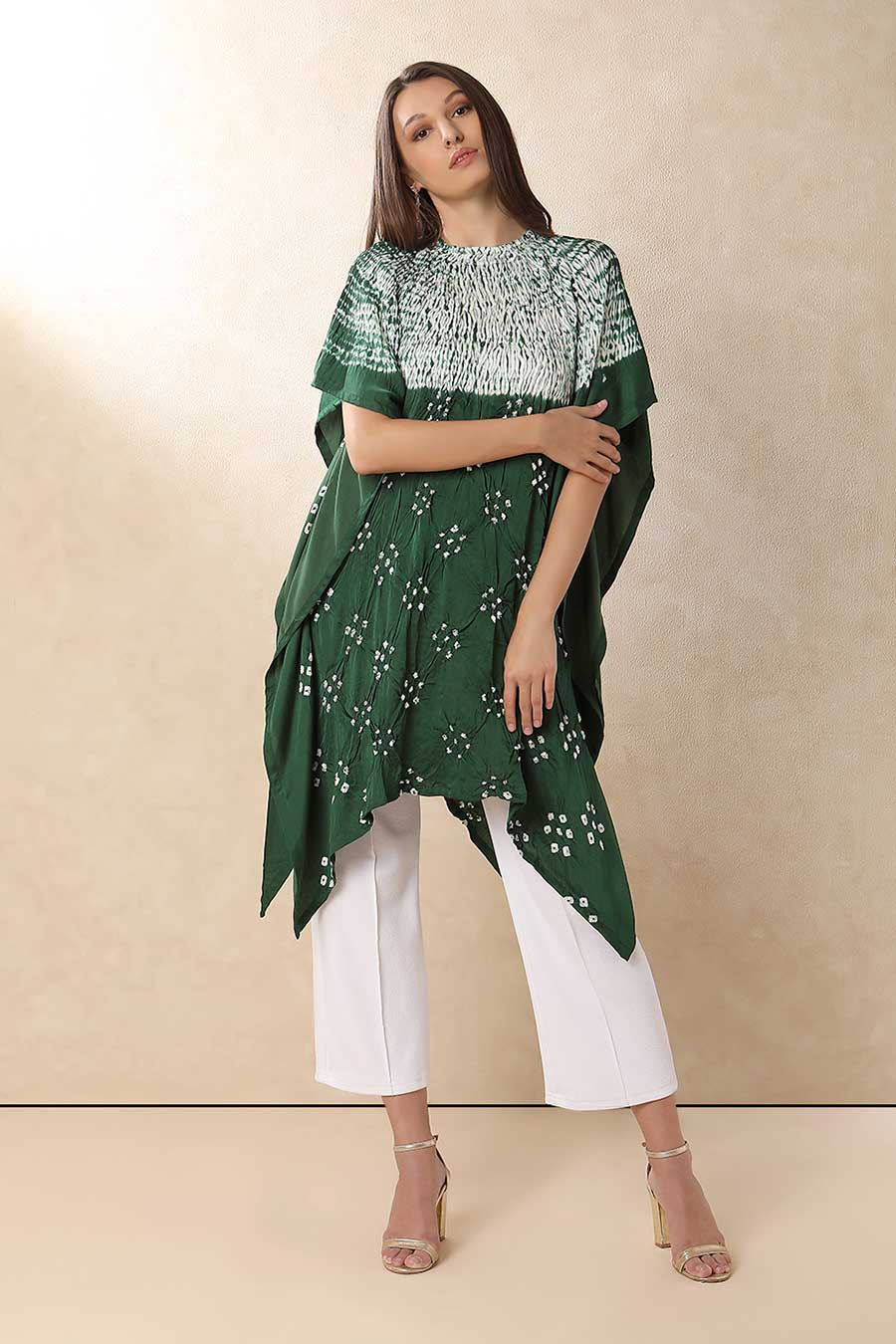 Bottle Green Shibori Adaa Kaftan