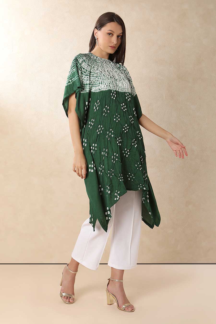 Bottle Green Shibori Adaa Kaftan