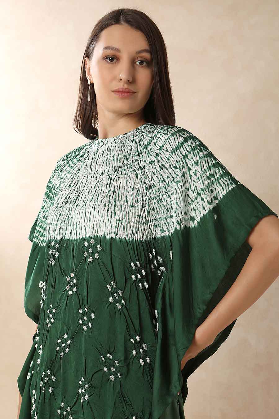 Bottle Green Shibori Adaa Kaftan