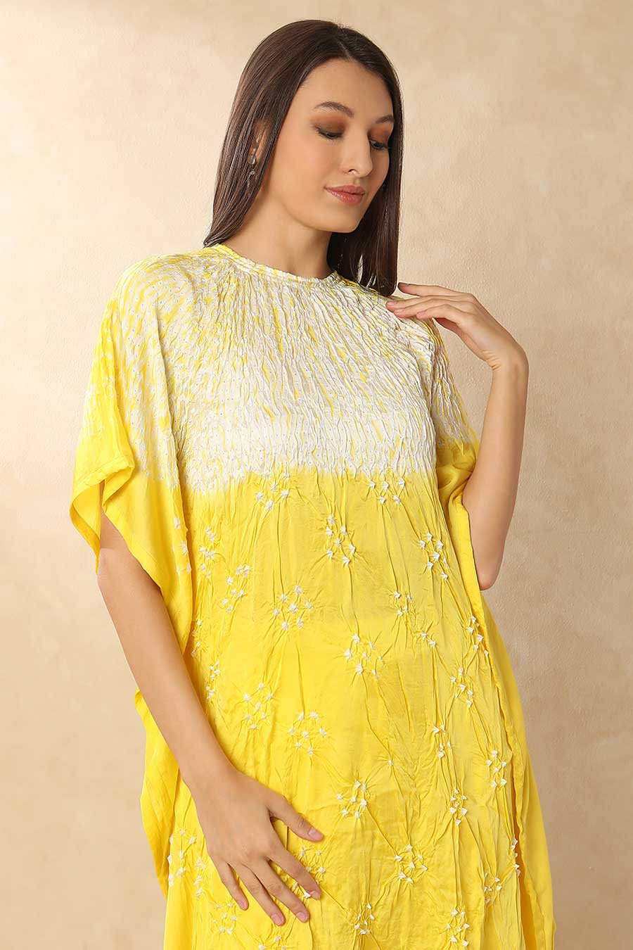 Yellow Shibori Adaa Kaftan