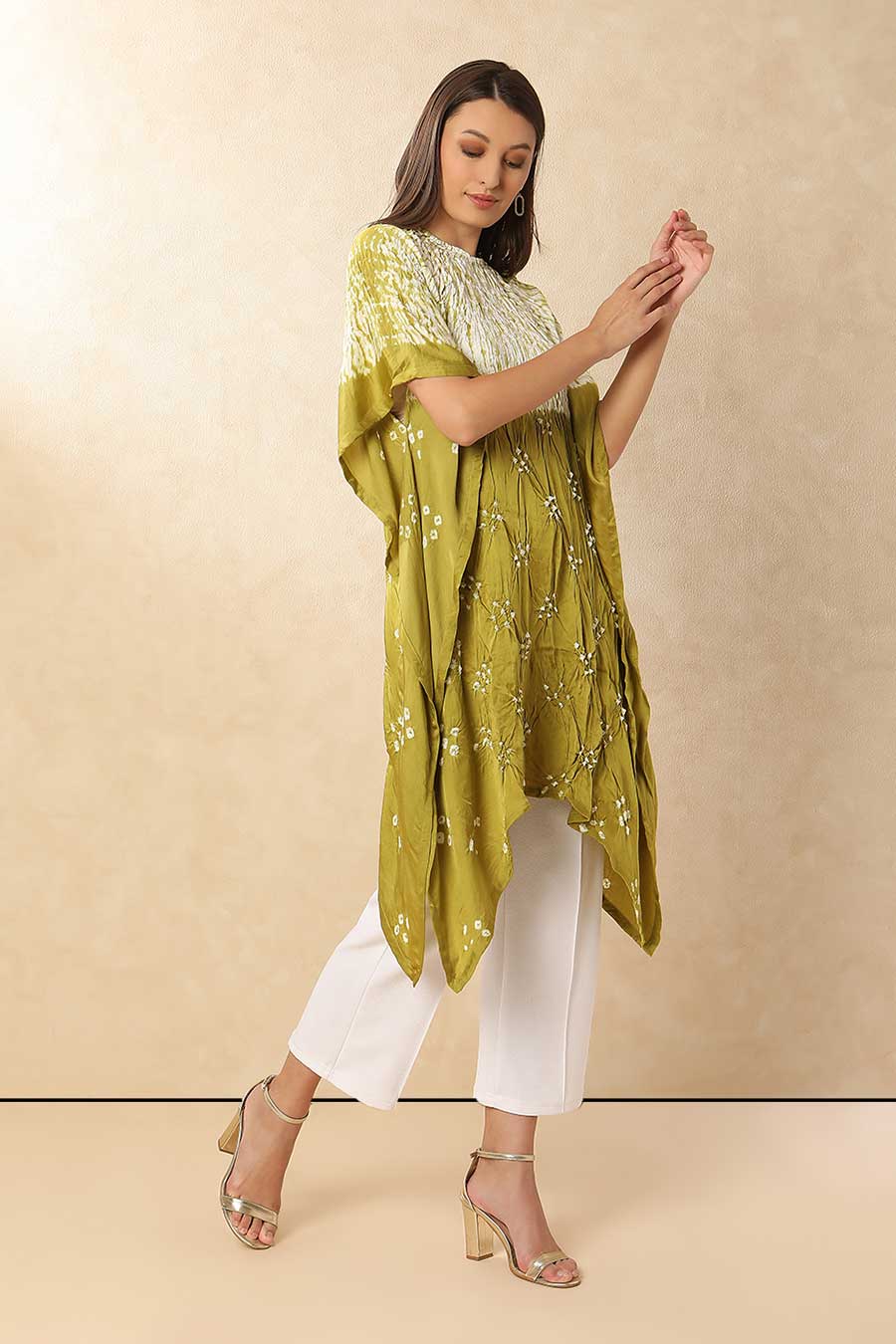 Olive Shibori Adaa Kaftan