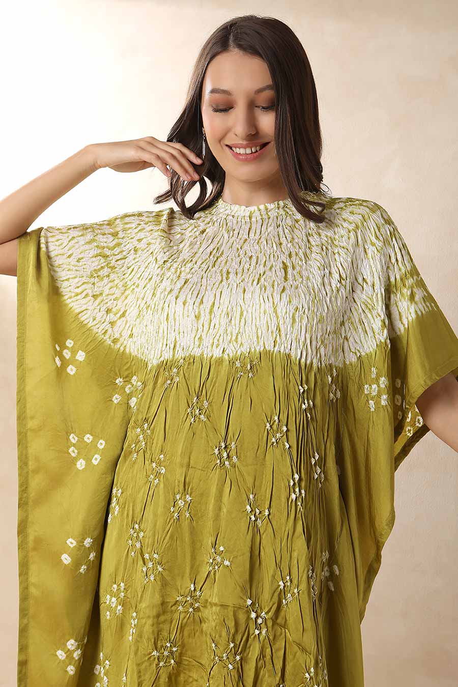 Olive Shibori Adaa Kaftan