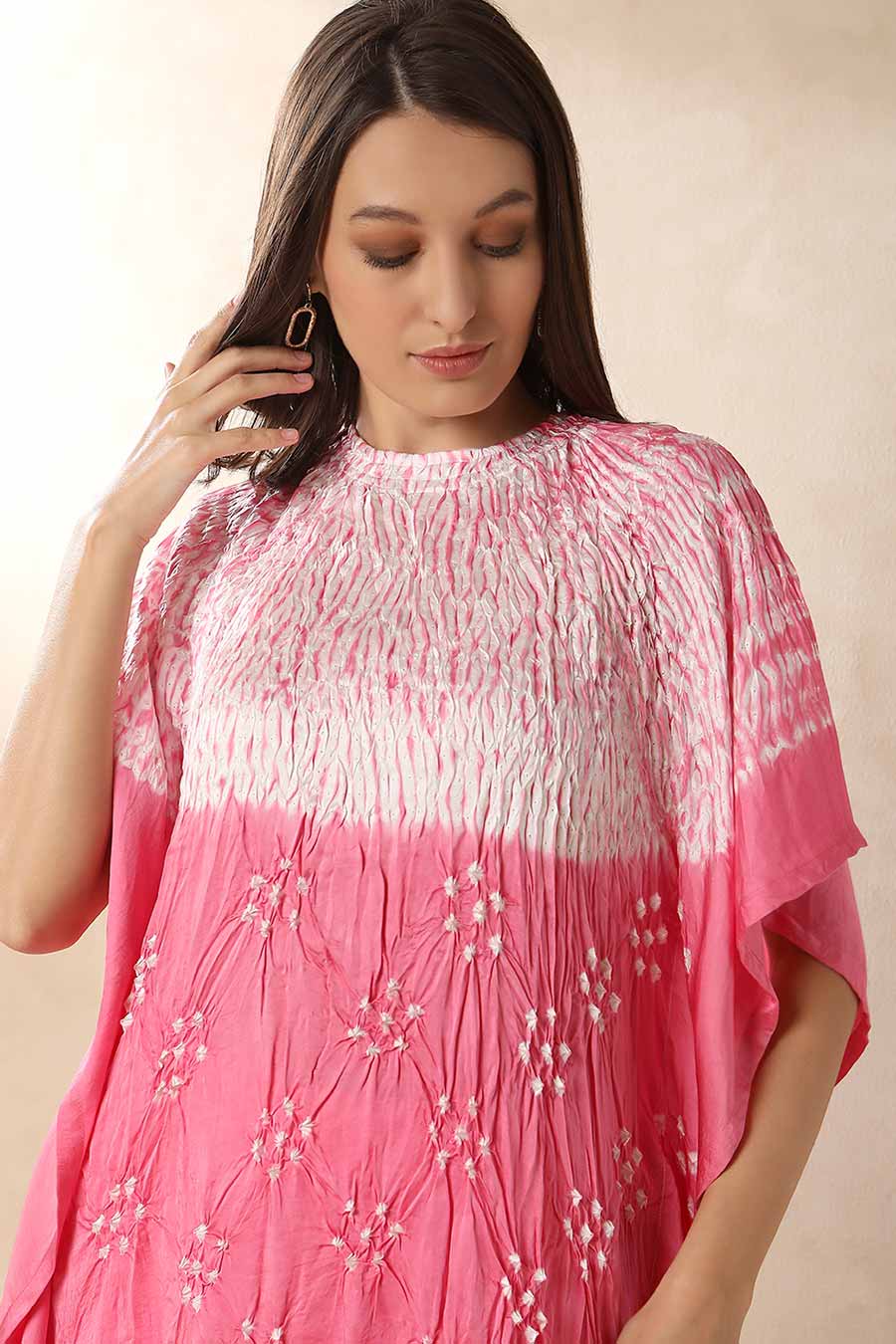 Peach Shibori Adaa Kaftan