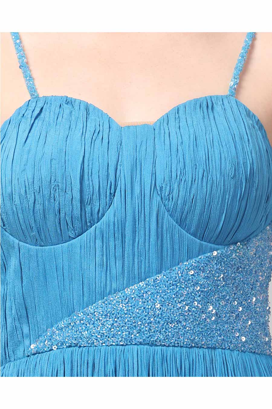 Sky Blue Embroidered Pleated Gown