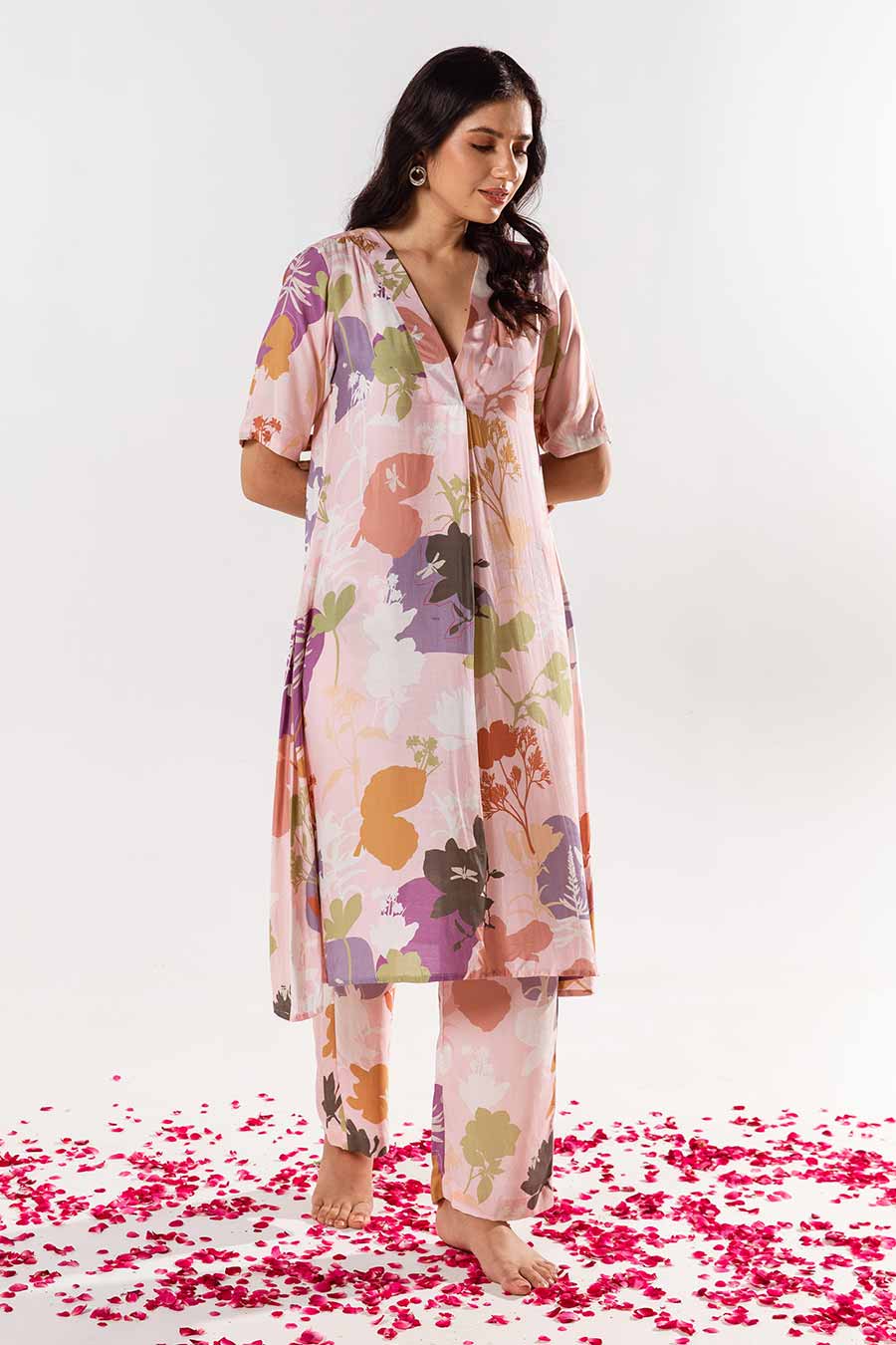 Marshmallow Pink Printed Kurta and Pant Set