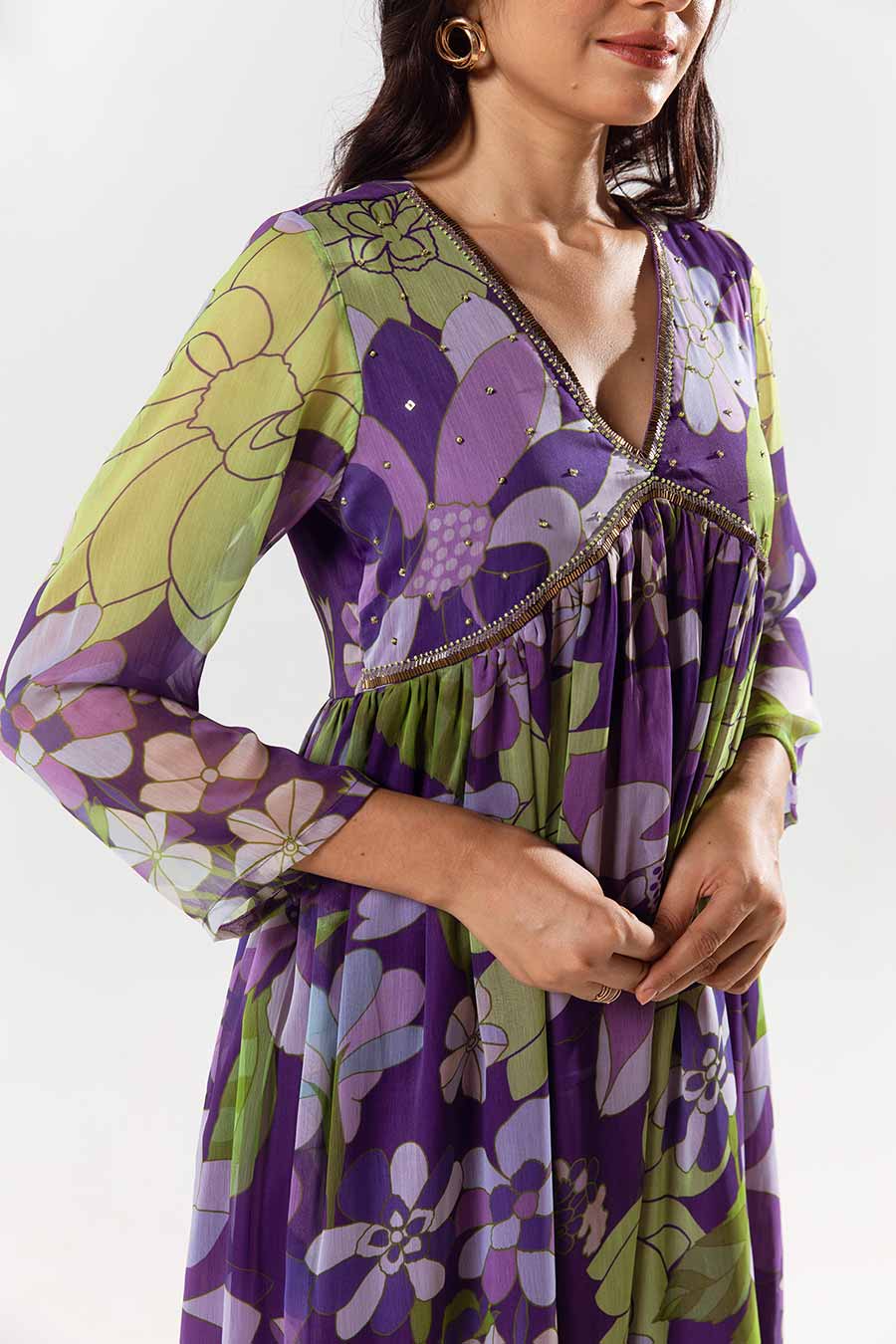 Voilet Printed Kurta and Pant Set