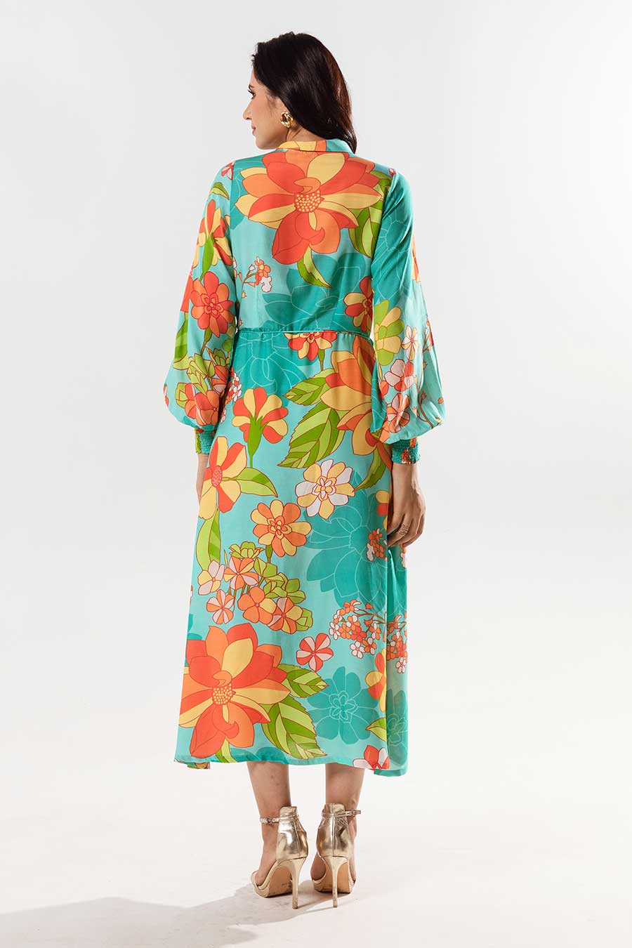 Blue Printed Yami Wrap Dress