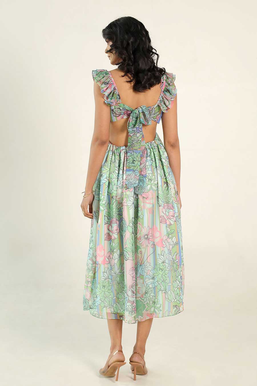 Cordella Green Chiffon Printed Dress