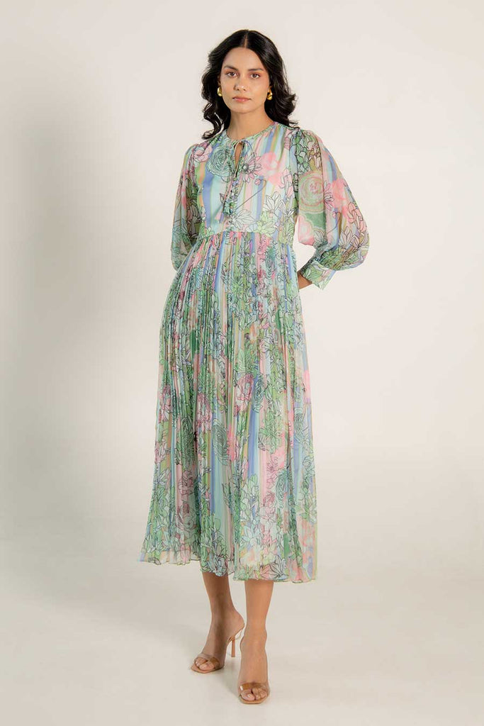 Shop Daria Green Chiffon Printed Dress by AROOP SHOP INDIA at House of  Designers  HOUSE OF DESIGNERS