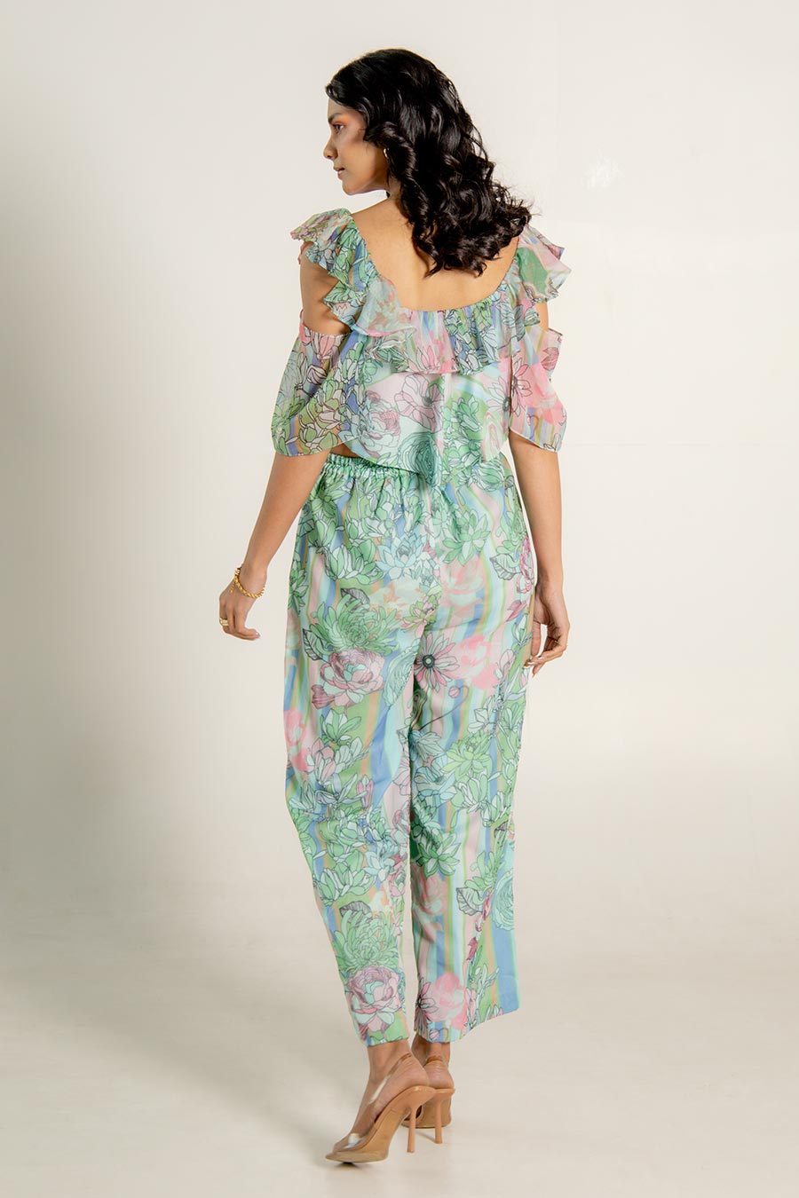 Adira Green Chiffon Printed Co-Ord Set
