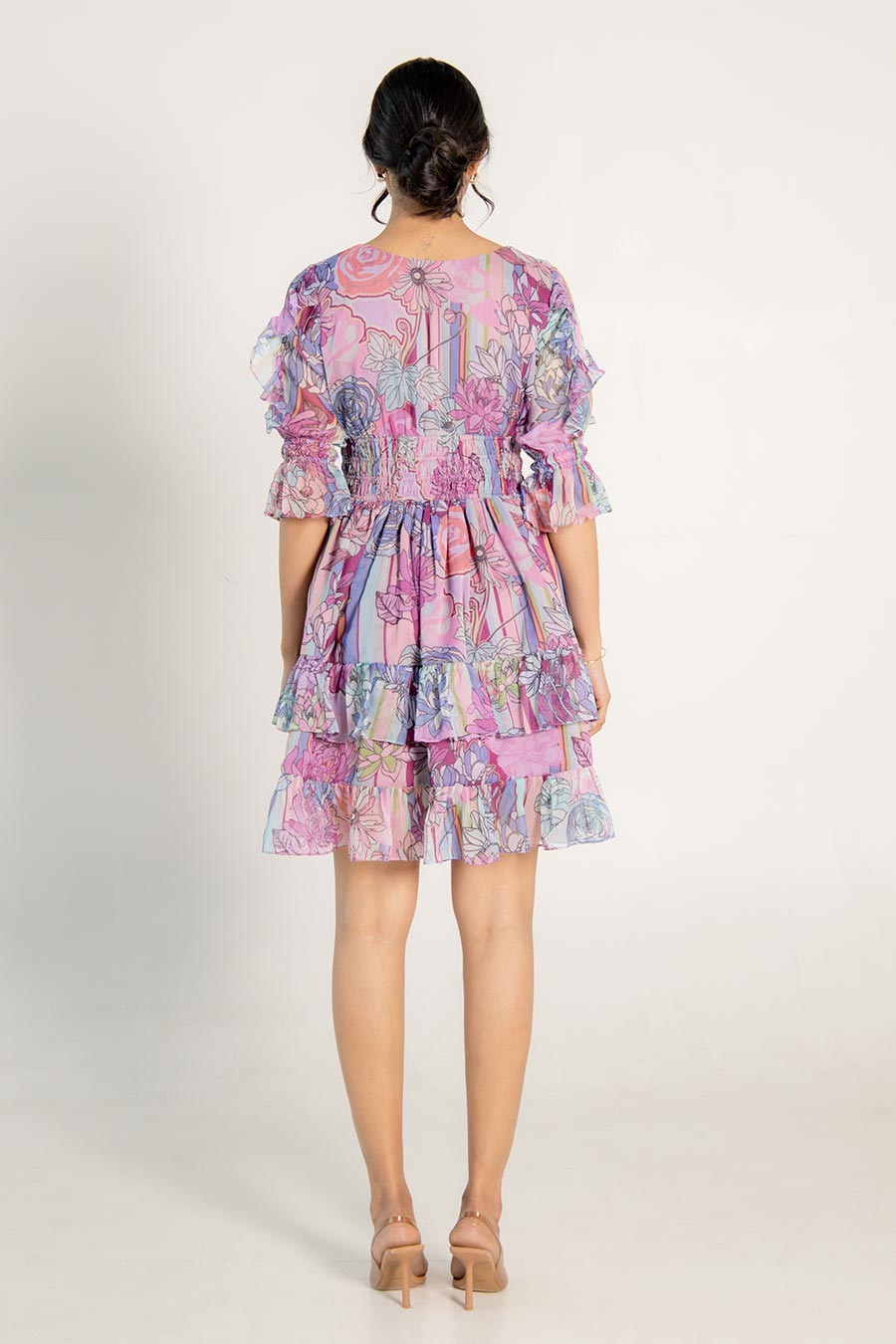 Jane Mauve Chiffon Printed Short Dress