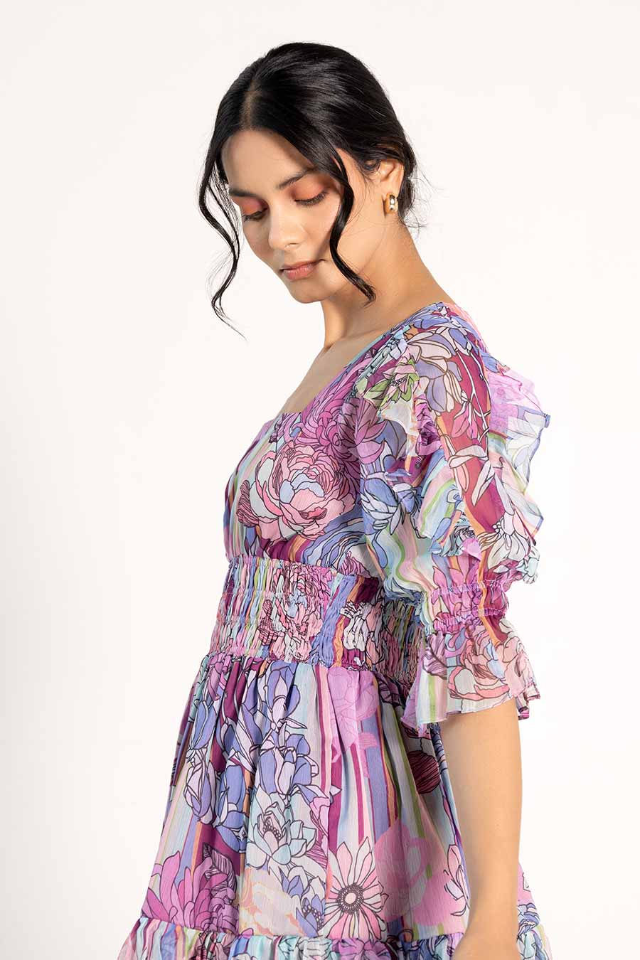 Jane Mauve Chiffon Printed Short Dress