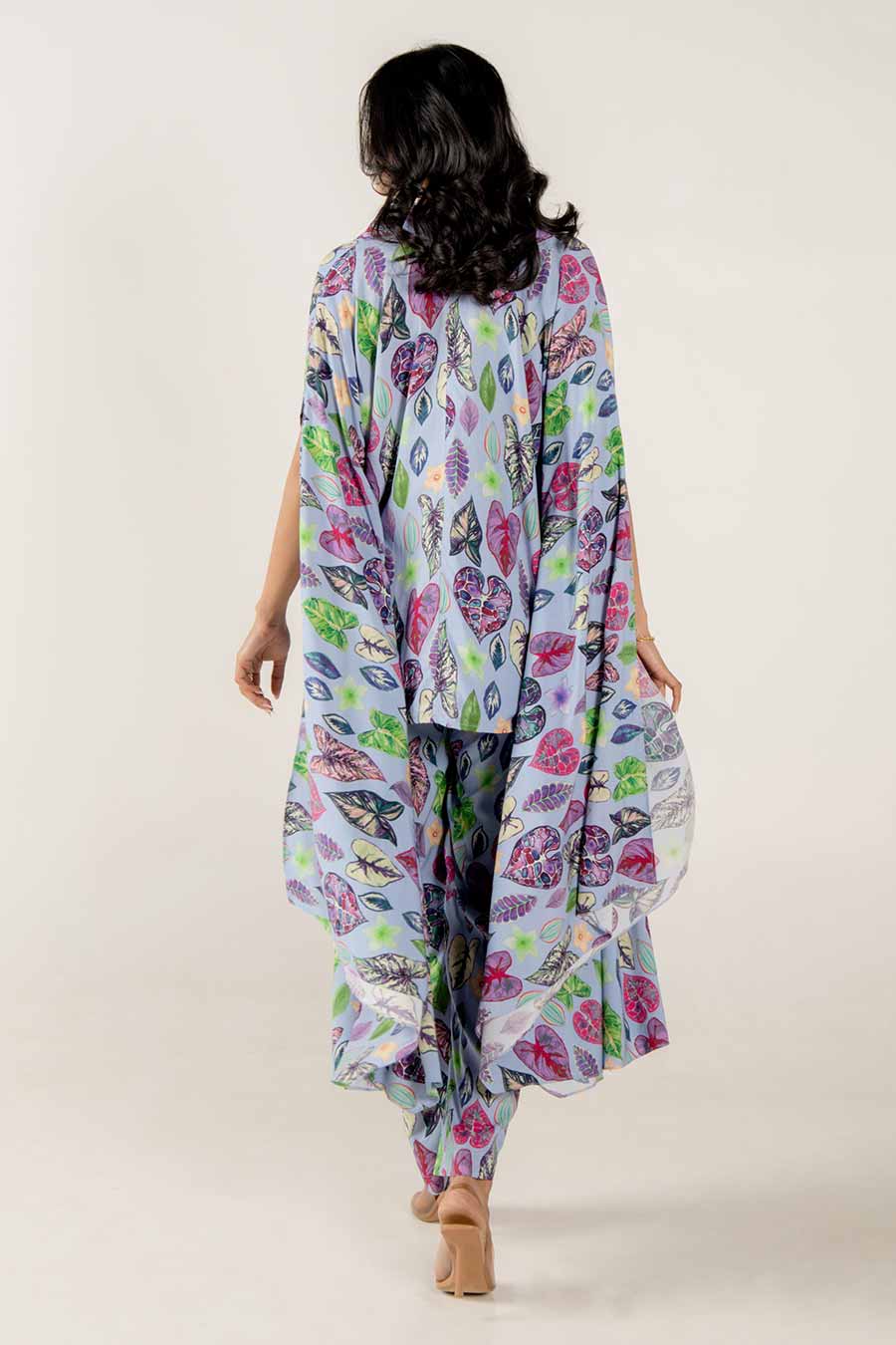 Indya Blue Leaf Print Co-Ord Set