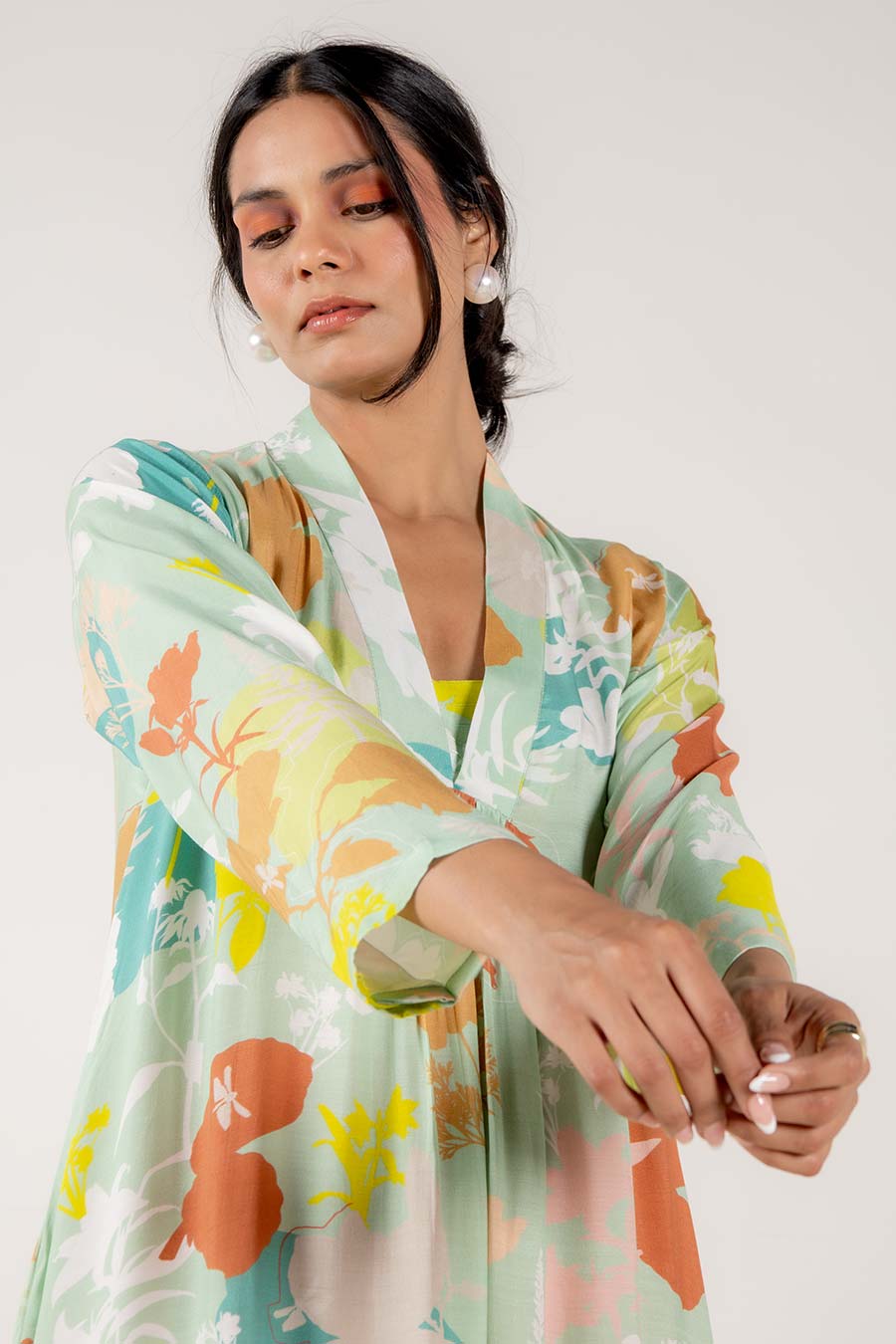 Leena Green Multicolour Floral Print Kurta Set