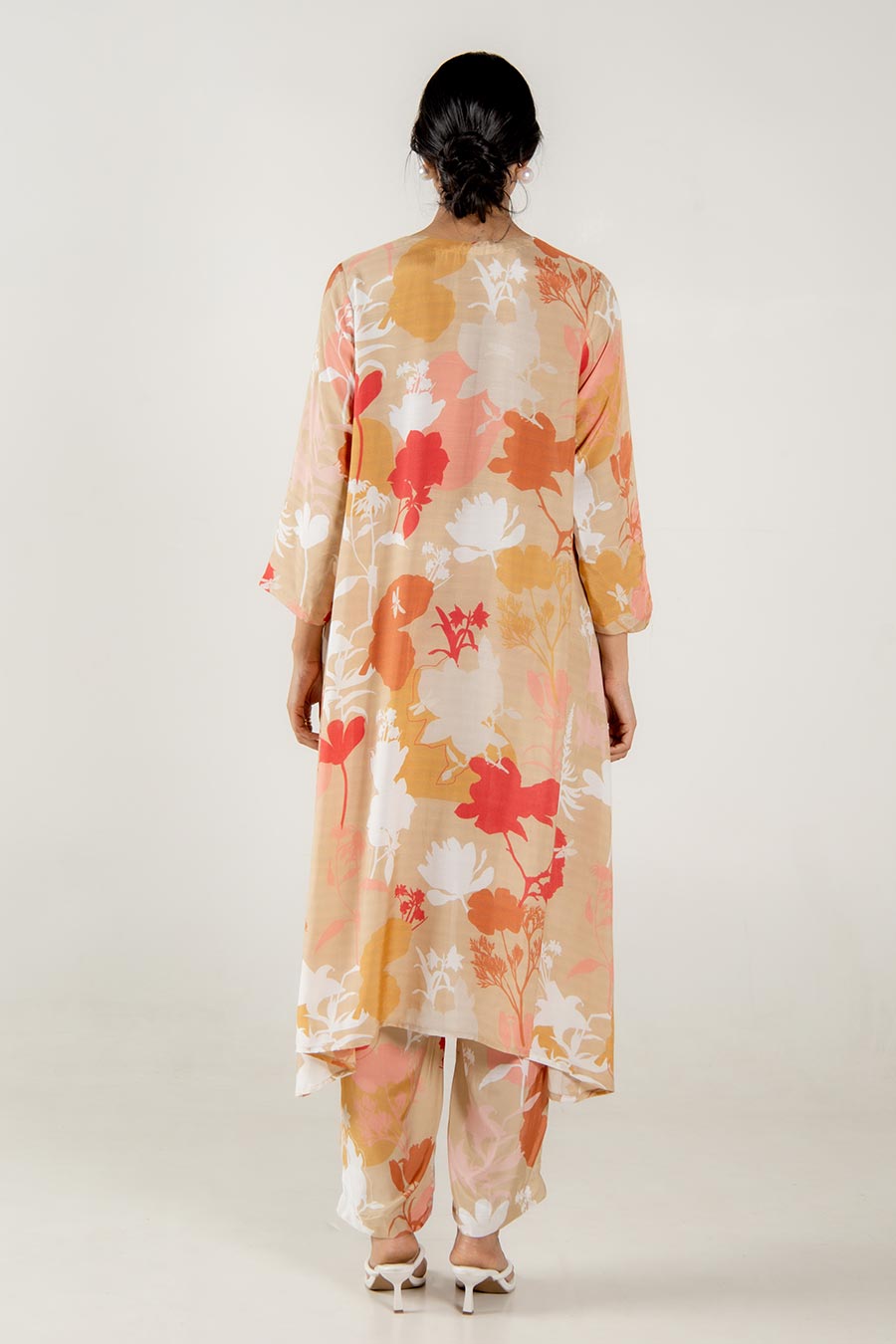 Cecily Beige Floral Print Kurta