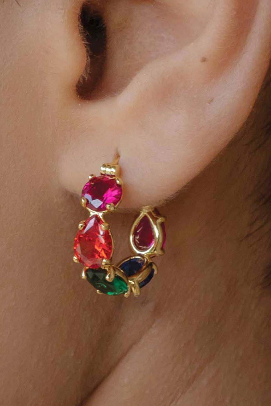 Multicolour Gemstone Huggies