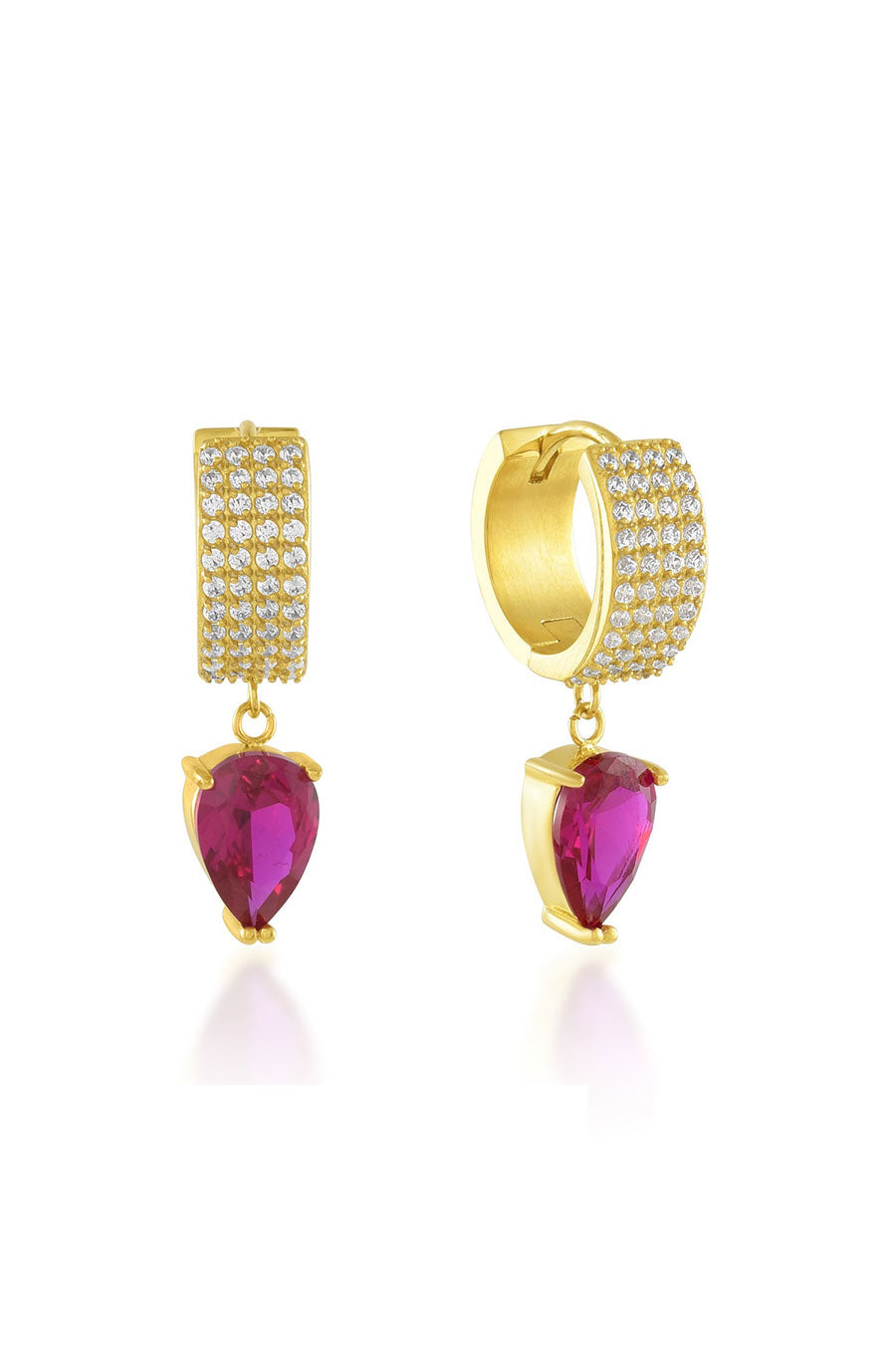 Pear Gem Huggies Earrings