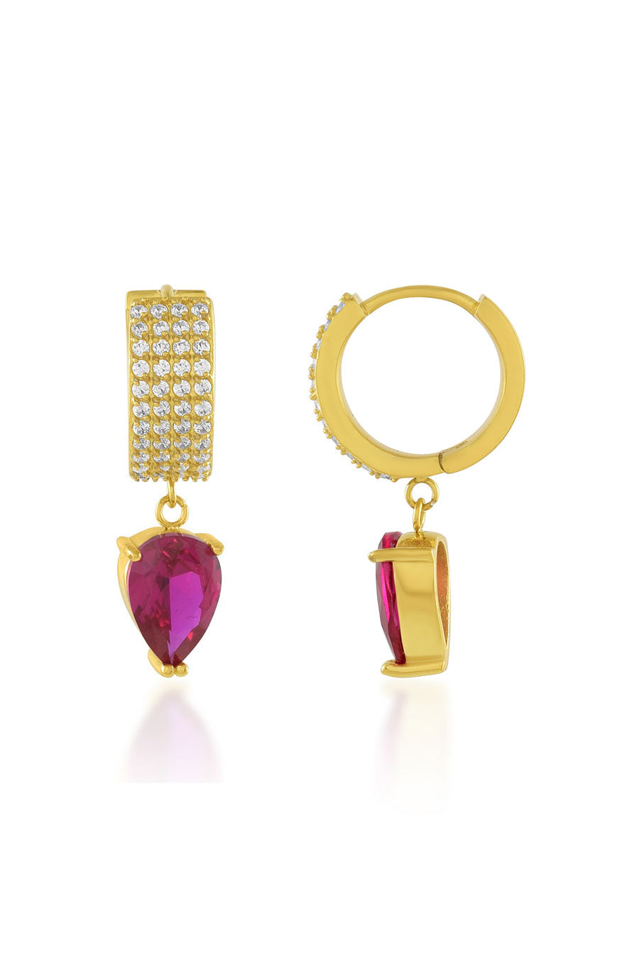 Pear Gem Huggies Earrings