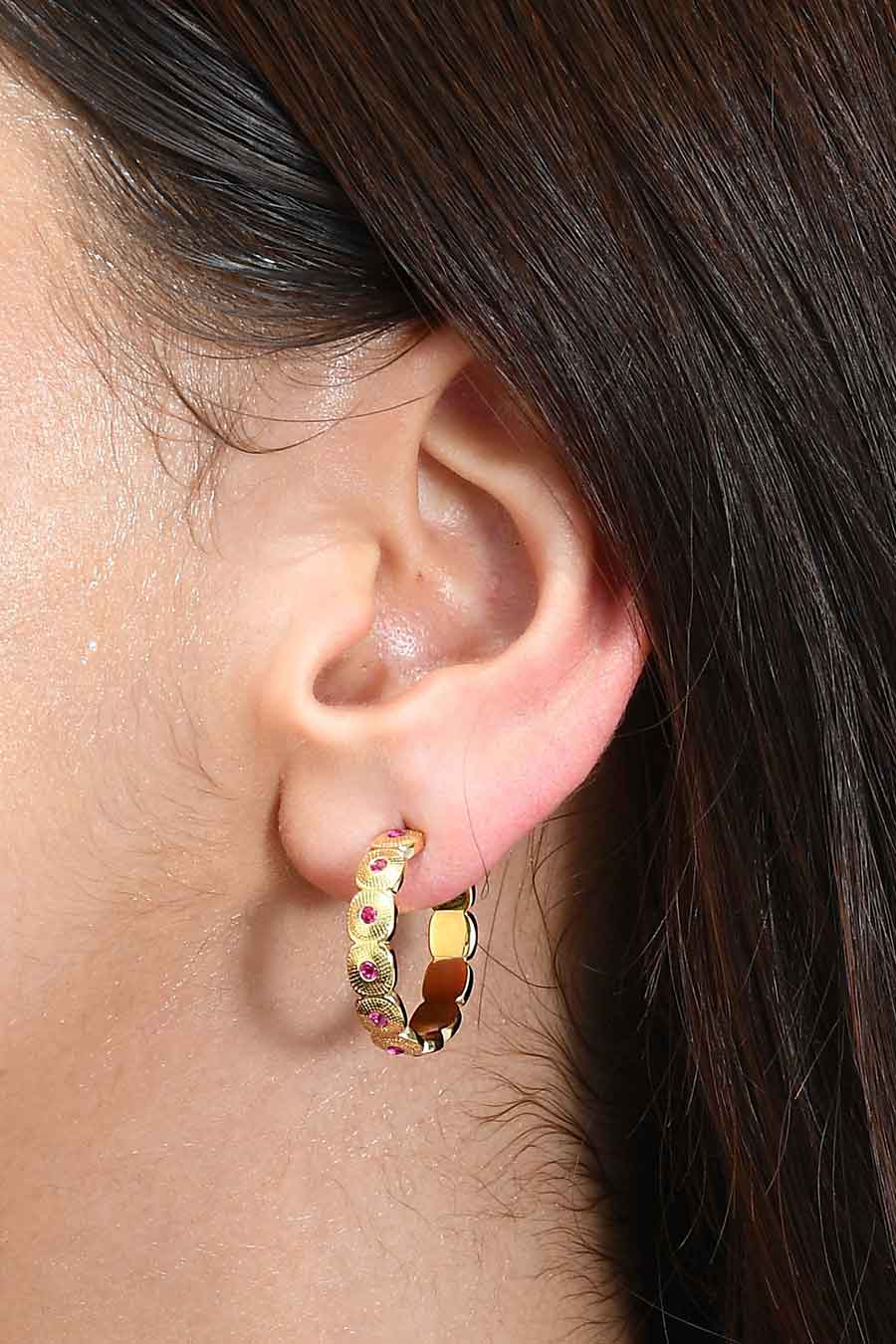 Pink Gems Honeycomb Shaped Hoops