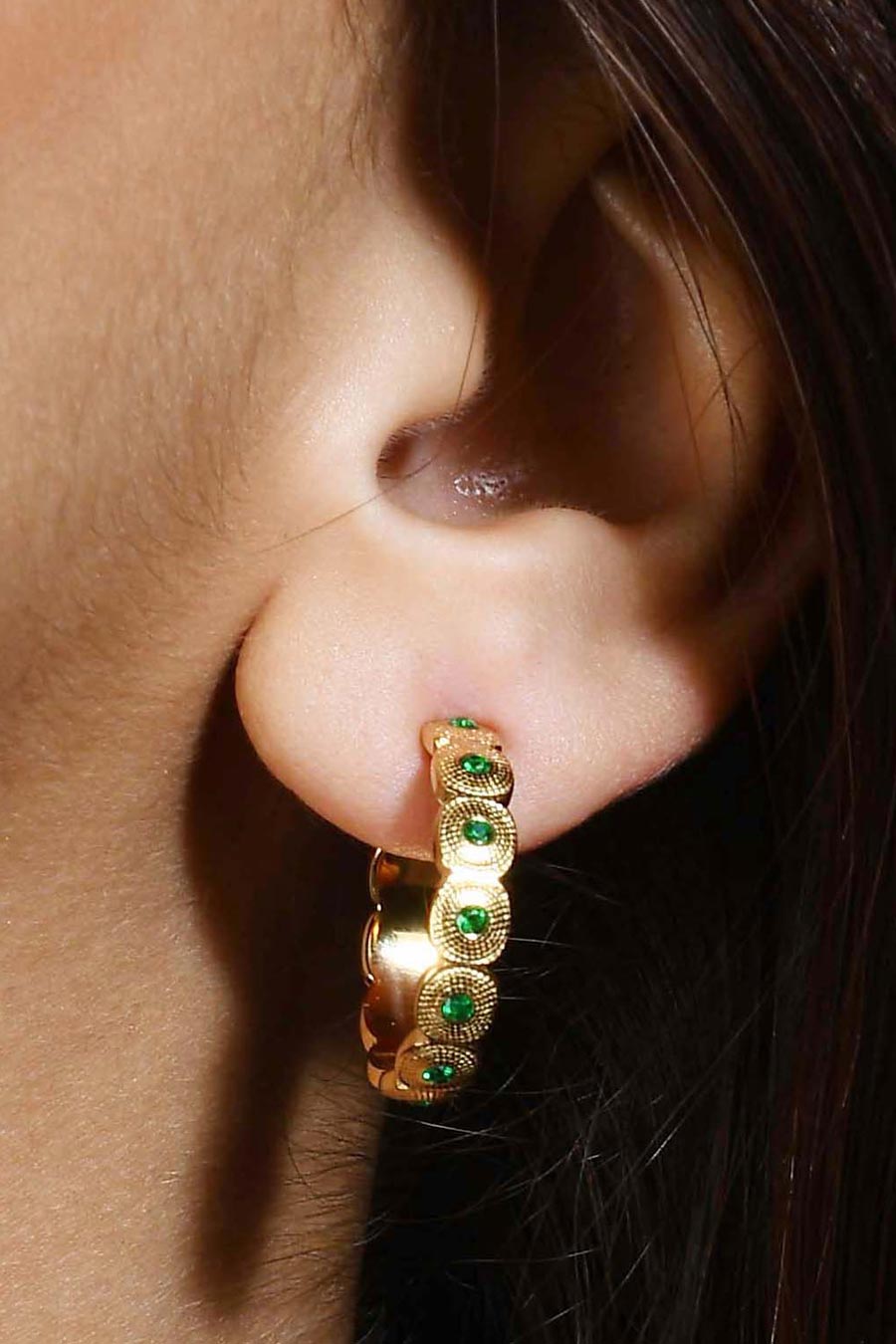 Green Gems Honeycomb Shaped Hoops