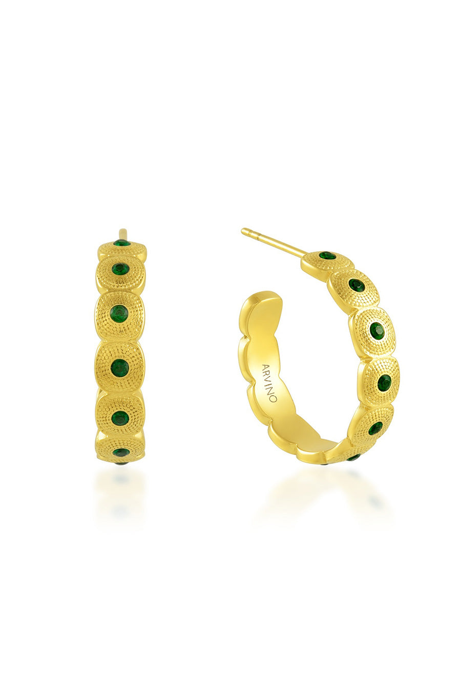 Green Gems Honeycomb Shaped Hoops