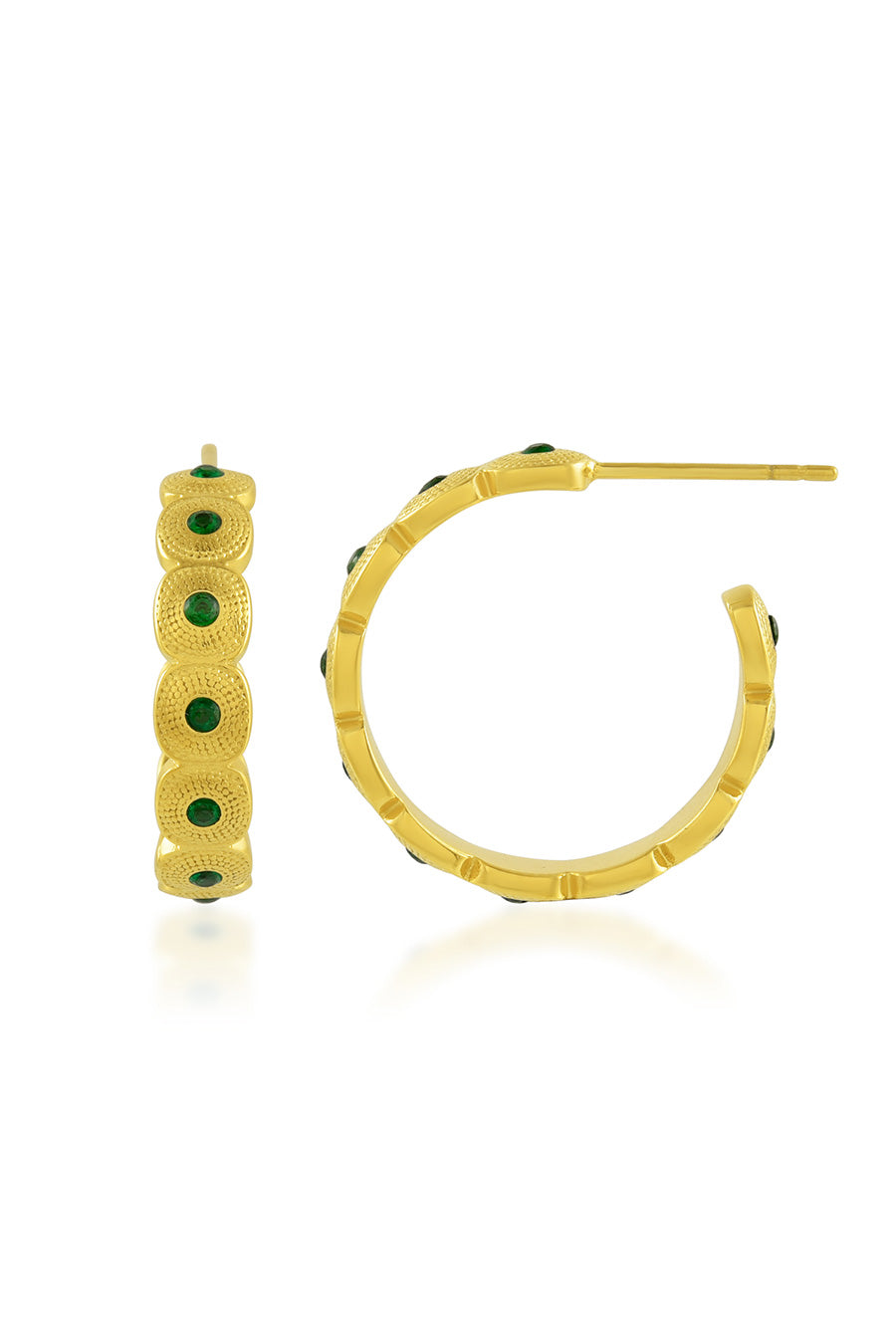 Green Gems Honeycomb Shaped Hoops