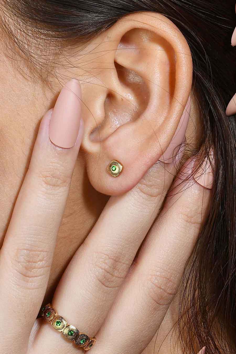 Green Gems Granulated Studs