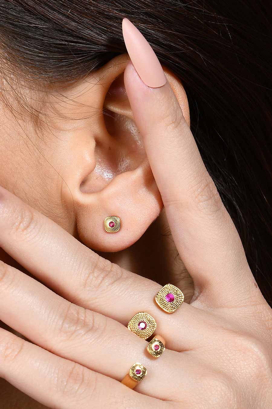 Pink Gems Granulated Studs