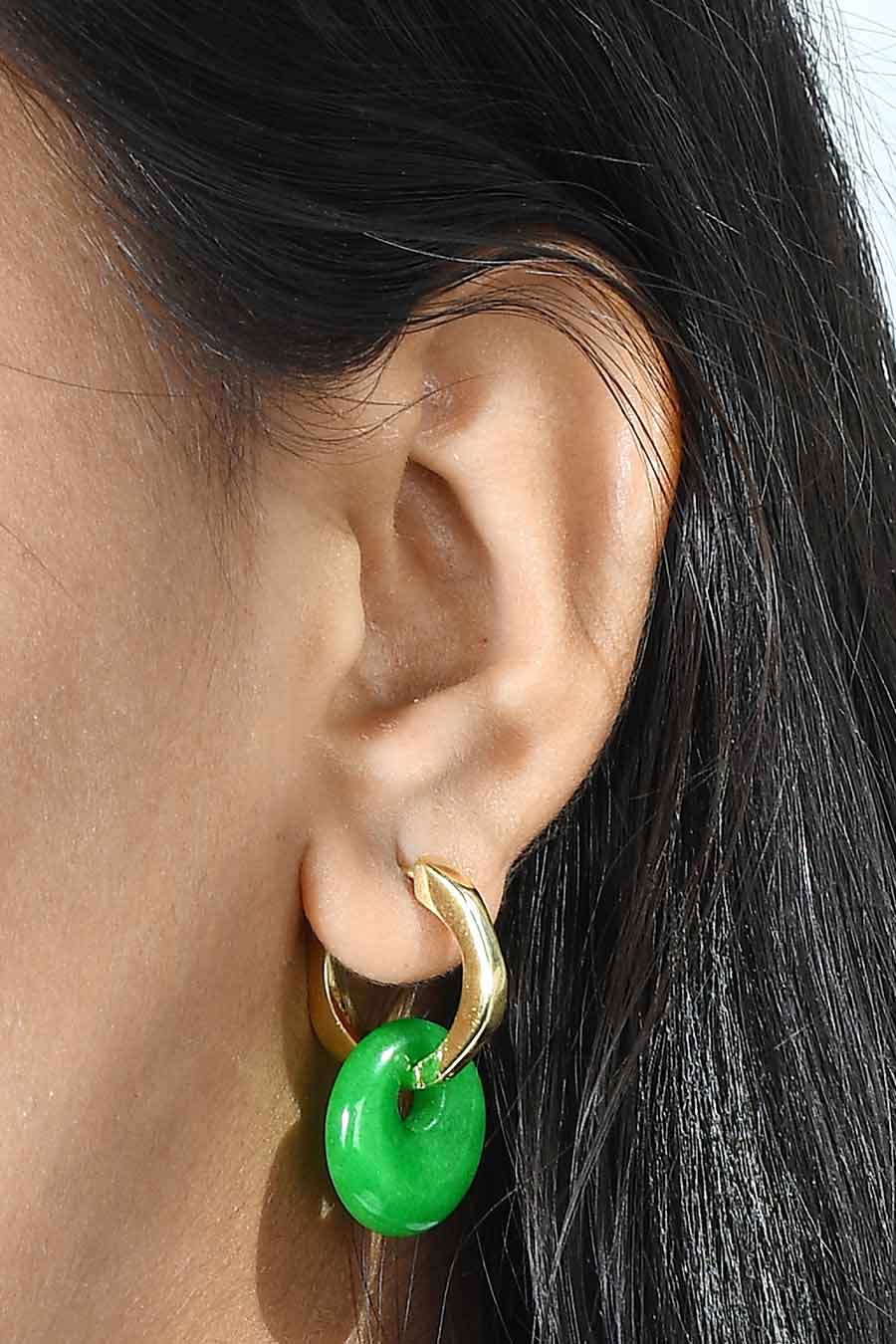 Green Jade Disc Charm Molten Huggies
