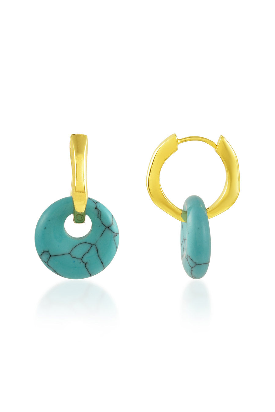 Turquoise Disc Charm Molten Huggies