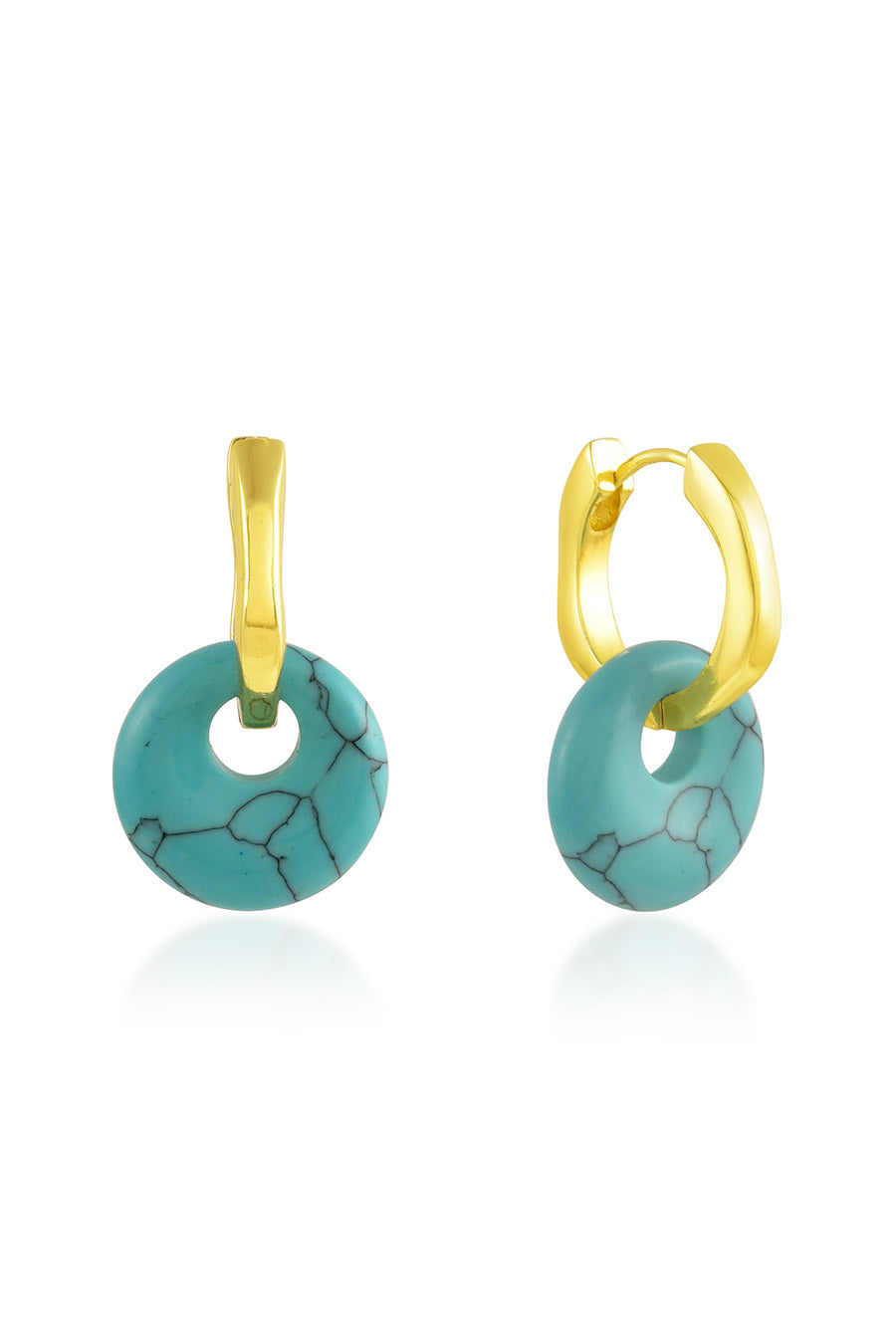Turquoise Disc Charm Molten Huggies