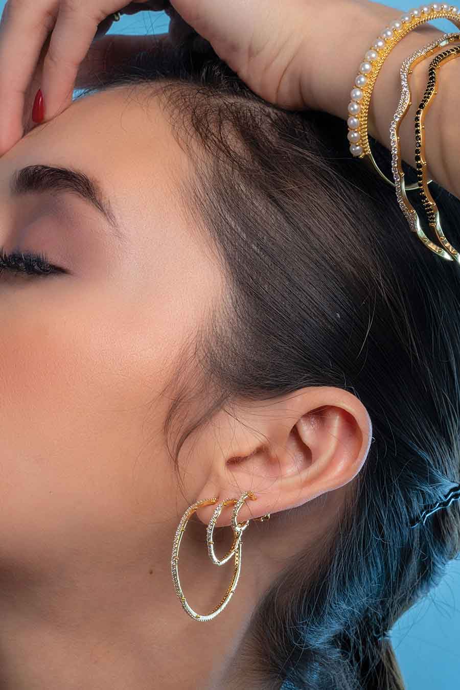 Slim Studded Hoops