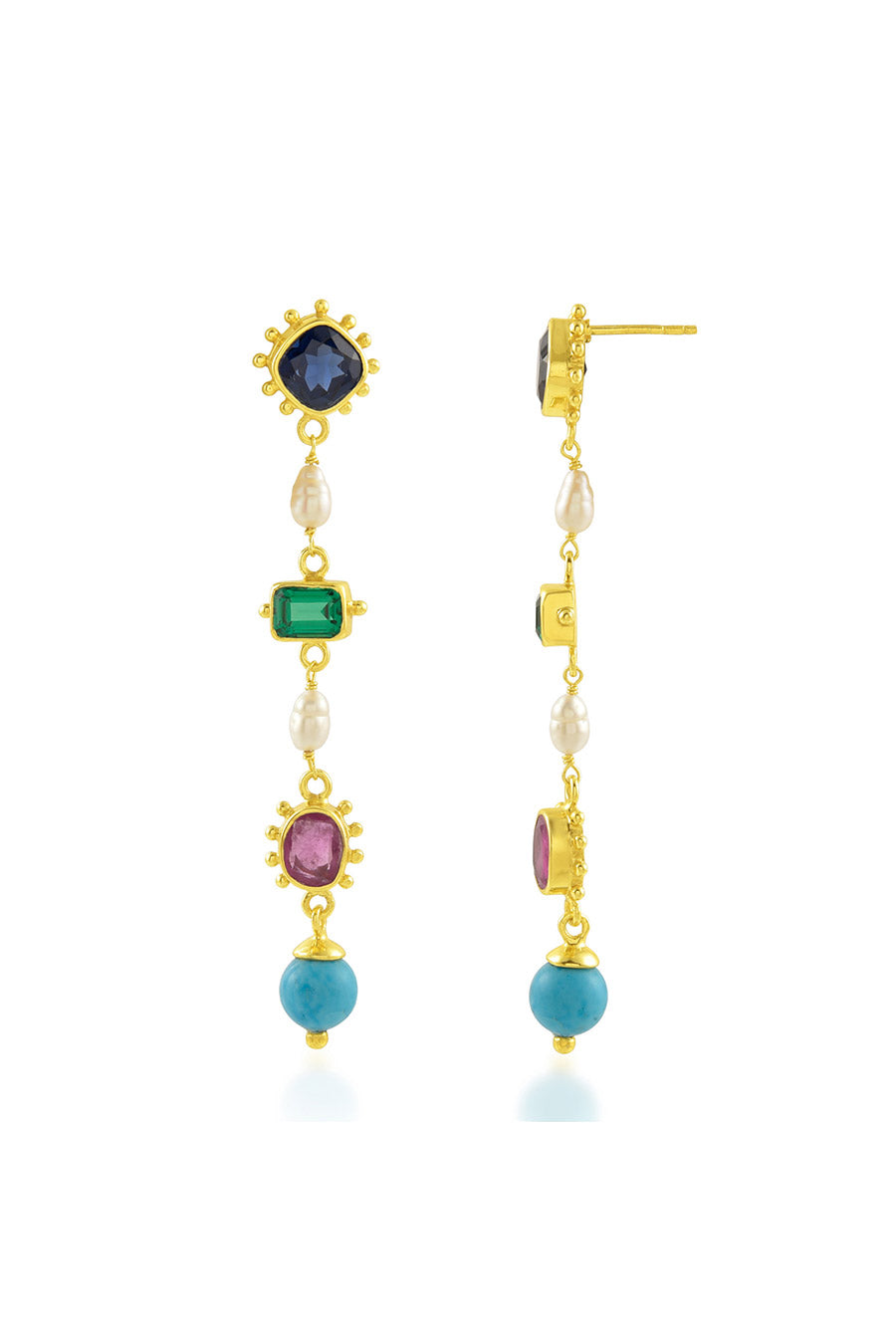 Multicolour Gems Stones Danglers