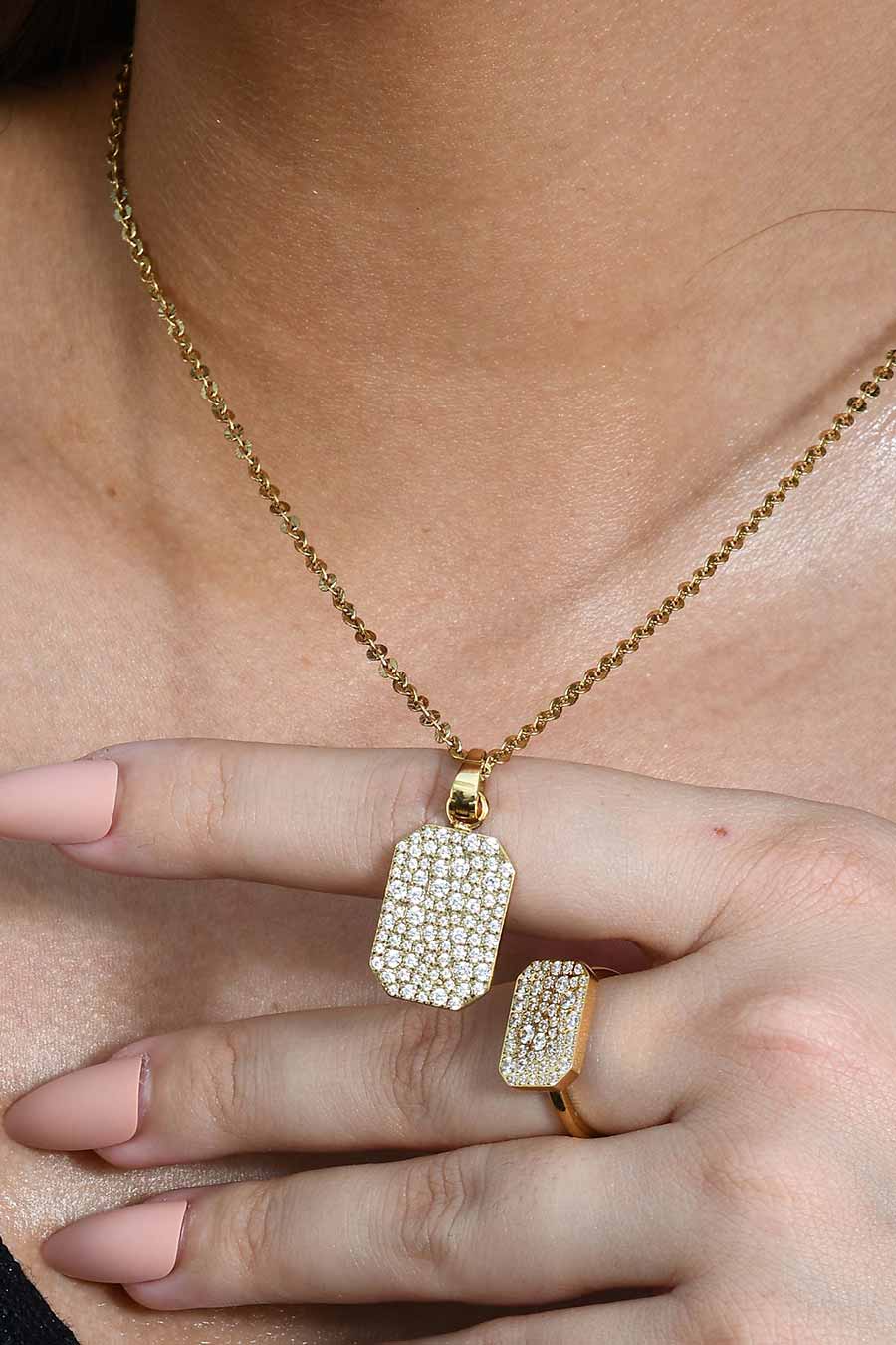 White Gems Classic Bullion Charm Necklace