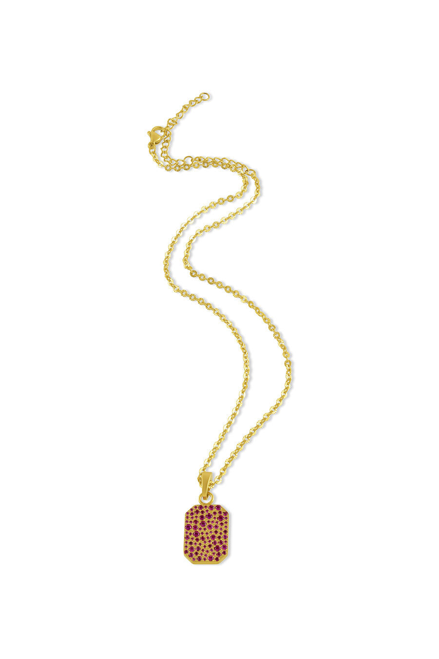 Pink Gems Classic Bullion Charm Necklace
