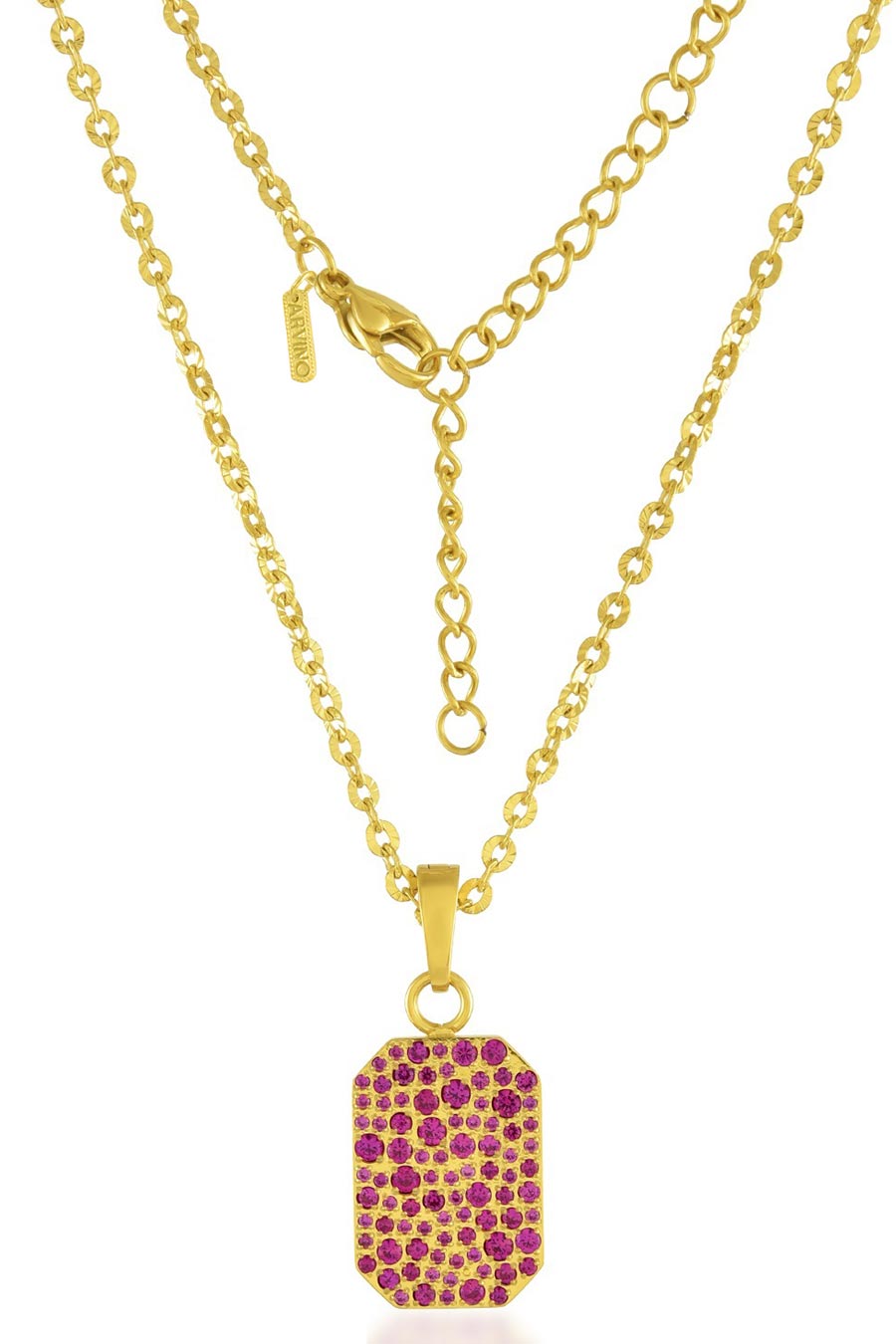 Pink Gems Classic Bullion Charm Necklace