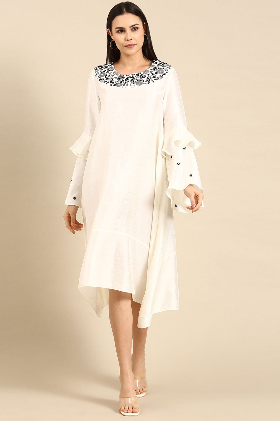 Ivory Silk Embroidered Dress