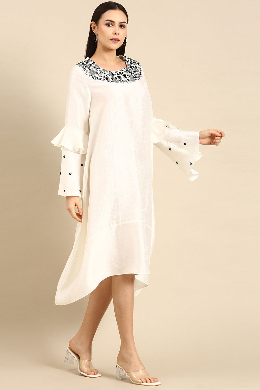 Ivory Silk Embroidered Dress