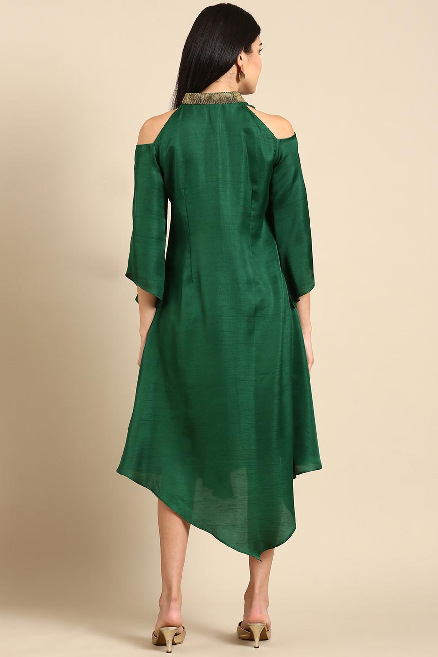 Bottle Green Embroidered Dress